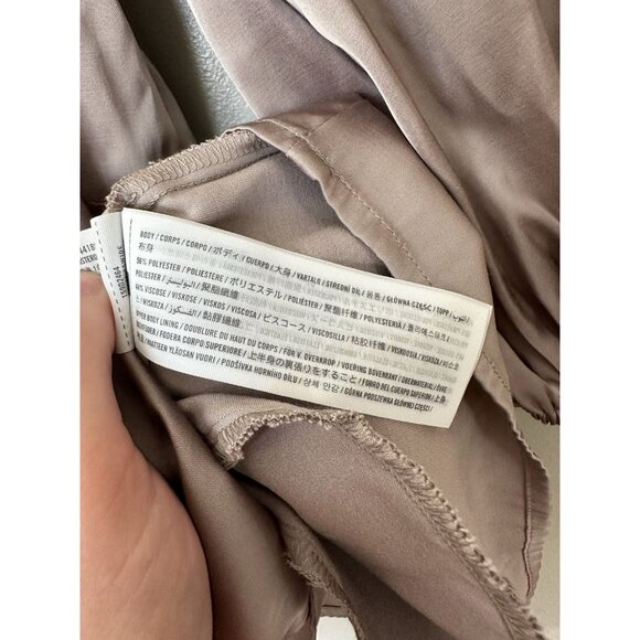 Abercrombie Emerson Satin Long-sleeve Mini Dress in Taupe Size Small Petite - Picture 5 of 8
